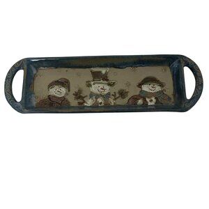 St Nicholas Square‎ Forest Friends Snowman Serving Tray Platter Handles Ceramic